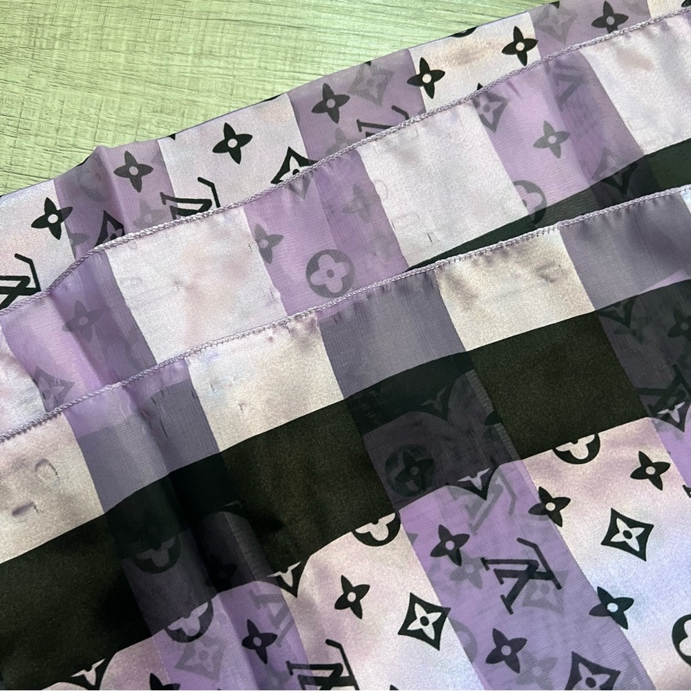 LOUIS VUITTON Lilac Purple Black Silk Monogram Scarf Wrap Shawl - Picture 15 of 16